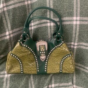 Stylish Green Studded Shoulder Bag